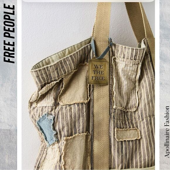 WE THE FREE LAST CHANCE BIG TOTE IN GREEN TAN PATCHWORK NEW OS - Picture 1 of 8